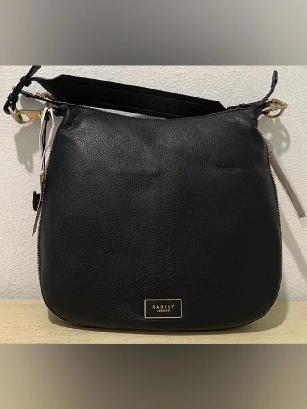 Radley London Pudding Lane Ziptop Hobo In Soft Pebbled Black‎ Leather NWT